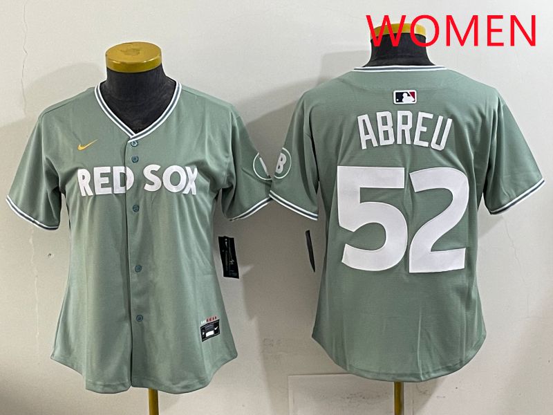 Women 2025 Boston Red Sox #52 Abreu Green Joint Name Nike MLB Jersey style 1->women mlb jersey->Women Jersey